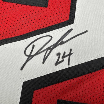 Framed Autographed/Signed Devonta Freeman 35x39 Atlanta Red Football Jersey Beckett BAS COA
