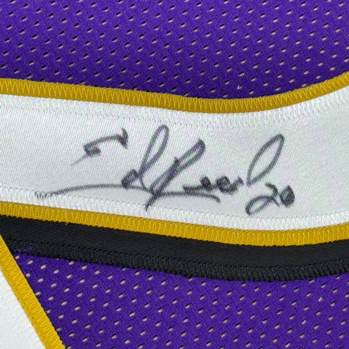 Framed Autographed/Signed Ed Reed 35x39 Baltimore Purple Football Jersey JSA COA