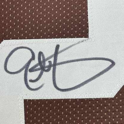 Framed Autographed/Signed Eric Metcalf 35x39 Cleveland Brown Football Jersey JSA COA