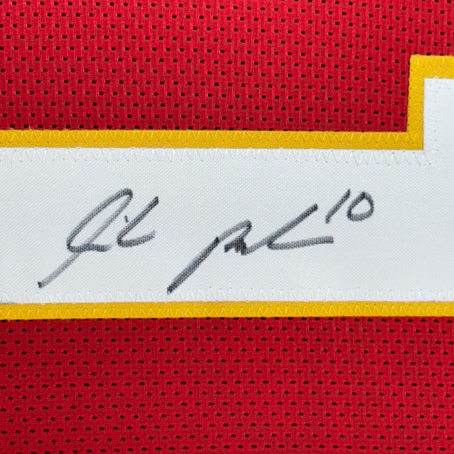 Framed Autographed/Signed Isiah Pacheco 35x39 Kansas City Red Football Jersey JSA COA