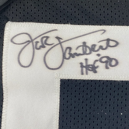 Framed Autographed/Signed Jack Lambert 35x39 HOF 90 Pittsburgh Black Football Jersey JSA COA