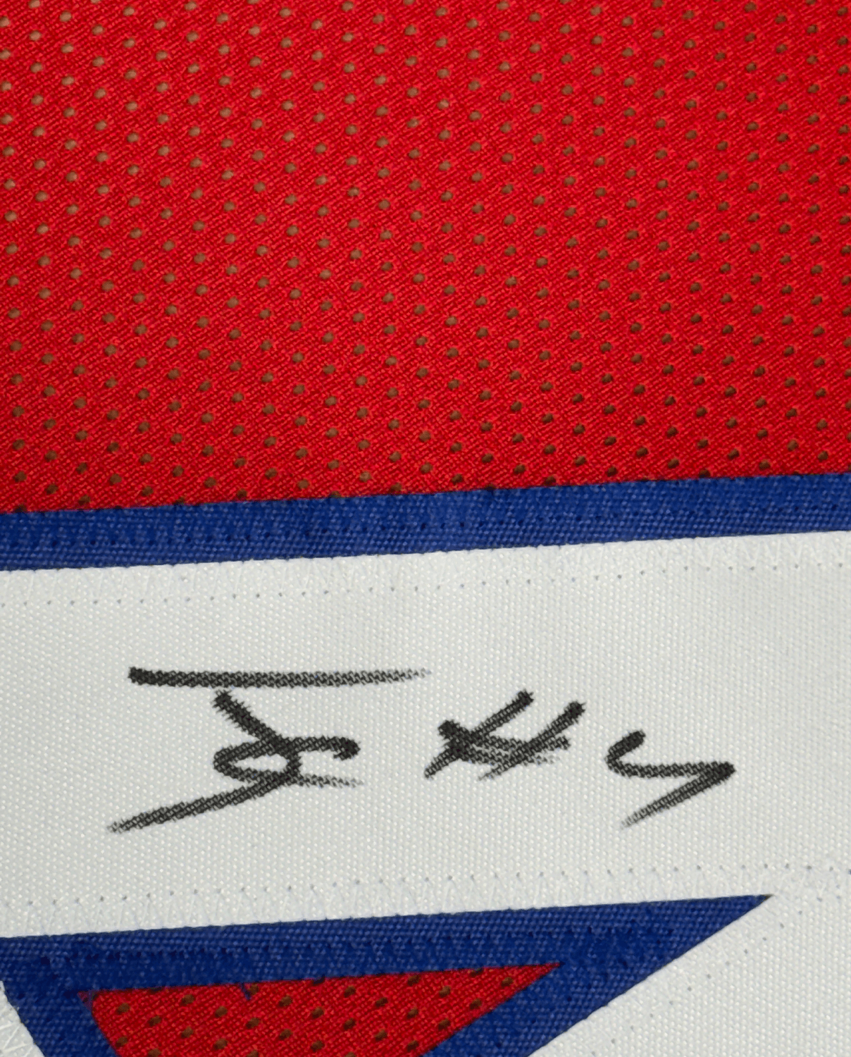 Framed Autographed/Signed James Cook 35x39 Buffalo Red Football Jersey Beckett BAS COA