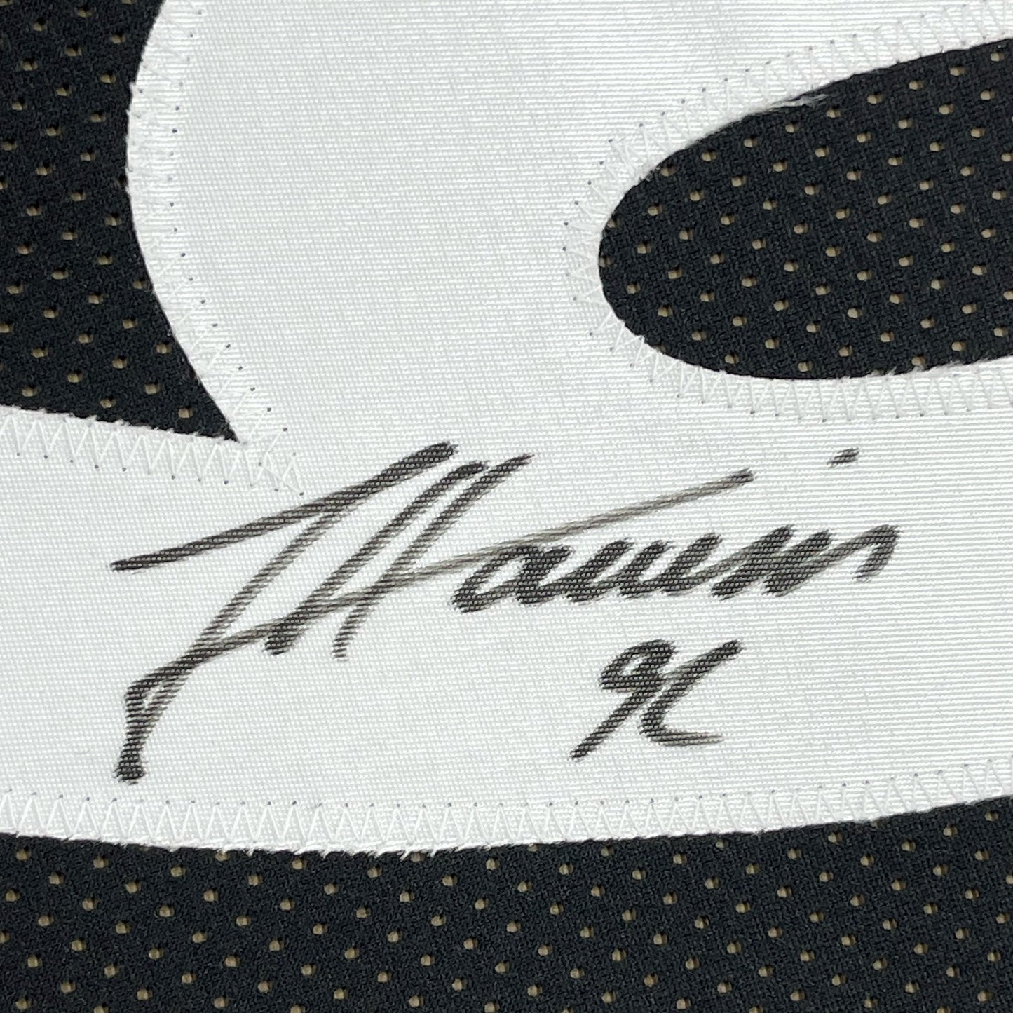 Framed Autographed/Signed James Harrison 35x39 Pittsburgh Black Football Jersey Beckett BAS COA