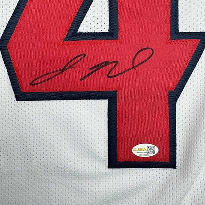 Framed Autographed/Signed Jaylin Noel 35x39 Houston White Football Jersey JSA COA