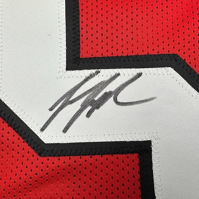 Framed Autographed/Signed Jessie Tuggle 35x39 Atlanta Red Football Jersey JSA COA