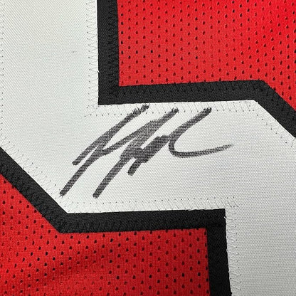 Framed Autographed/Signed Jessie Tuggle 35x39 Atlanta Red Football Jersey JSA COA