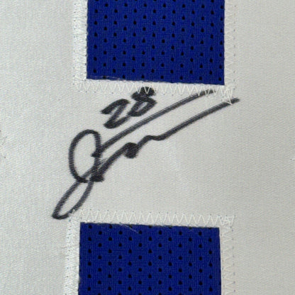 Framed Autographed/Signed Jonathan Taylor 35x39 Indianapolis Blue Football Jersey JSA COA