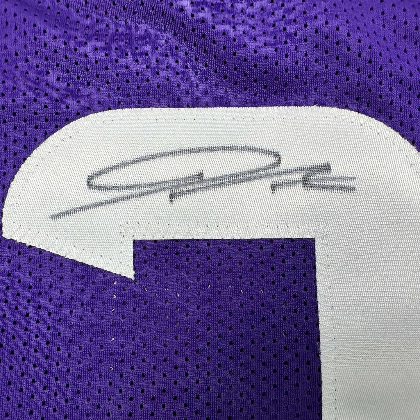 Framed Autographed/Signed Jordan Addison 35x39 Minnesota Purple Football Jersey JSA COA