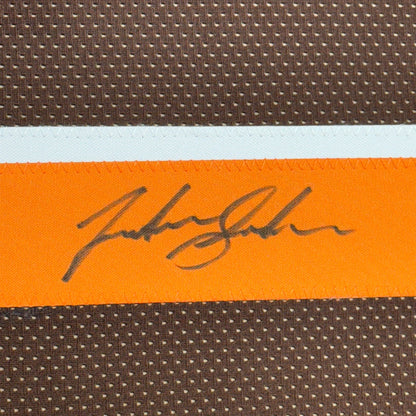 Framed Autographed/Signed Josh Gordon 35x39 Cleveland Football Brown Jersey JSA COA