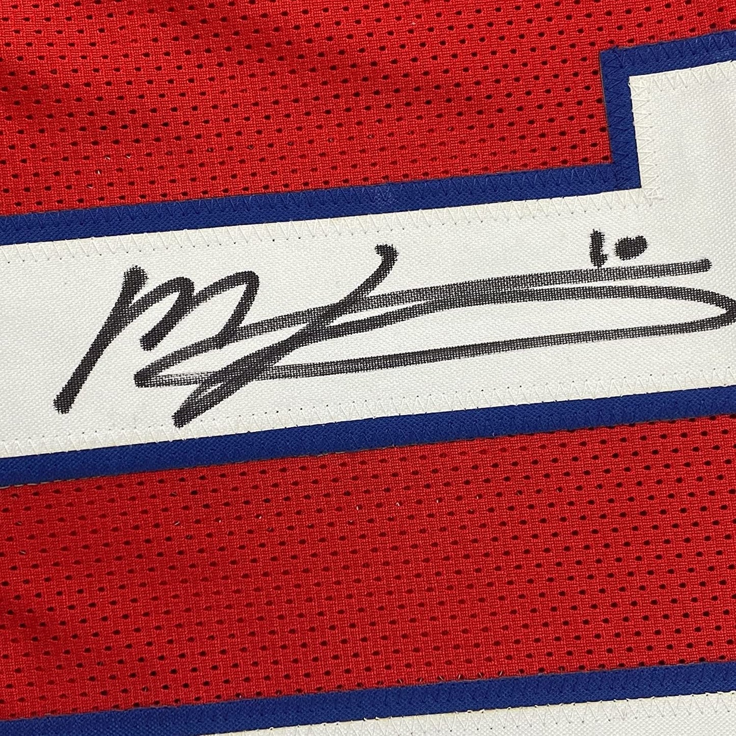 Framed Autographed/Signed Mac Jones 35x39 New England Red Football Jersey Beckett BAS COA