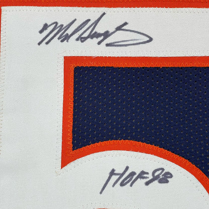 Framed Autographed/Signed Mike Singletary HOF 98 35x39 Chicago Blue Football Jersey JSA COA