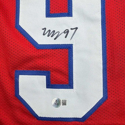 Framed Autographed/Signed Milton Williams 35x39 New England Red Football Jersey Beckett BAS COA