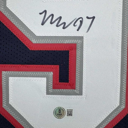 Framed Autographed/Signed Milton Williams 35x39 New England Blue Football Jersey Beckett BAS COA