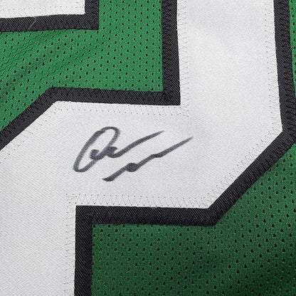 Framed Autographed/Signed Quinyon Mitchell 35x39 Philadelphia Kelly Green Football Jersey JSA COA