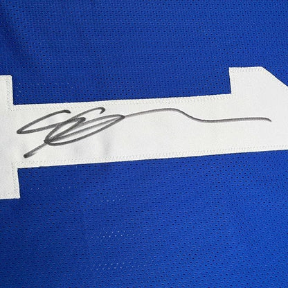 Framed Autographed/Signed Ahmad Sauce Gardner 35x39 Indianapolis Blue Football Jersey Beckett BAS COA