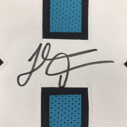 Framed Autographed/Signed Thomas Davis Sr. 35x39 Carolina Blue Football Jersey JSA COA