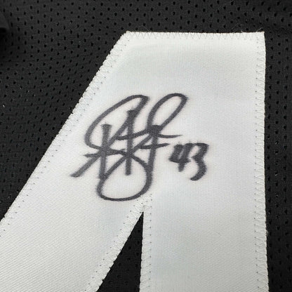 Framed Autographed/Signed Troy Polamalu 35x39 Pittsburgh Retro Black Football Jersey JSA COA