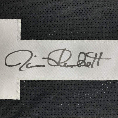 Framed Autographed/Signed Jim Plunkett 35x39 Oakland Black Football Jersey JSA COA