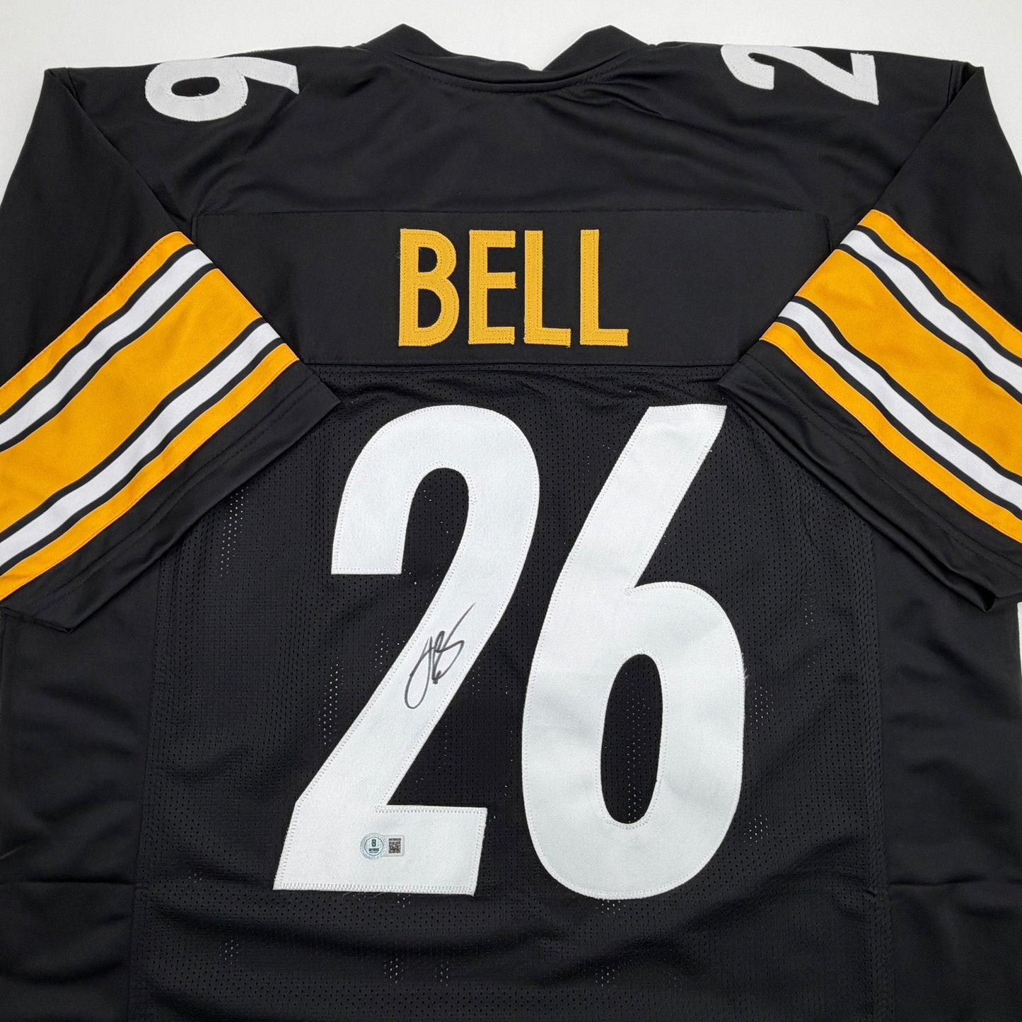 Autographed/Signed Le'Veon LeVeon Bell Pittsburgh Black Football Jersey Beckett BAS COA