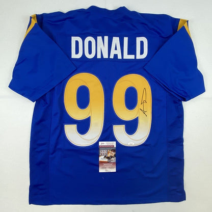 Autographed/Signed Aaron Donald Los Angeles LA Royal Blue Football Jersey Beckett BAS COA