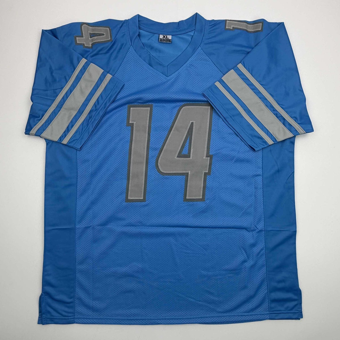 Autographed/Signed Amon-Ra St. Brown Detroit Blue Football Jersey Beckett BAS COA