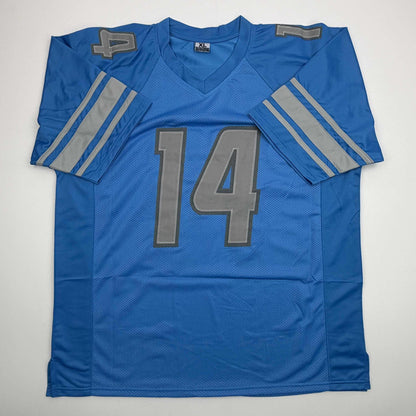 Autographed/Signed Amon-Ra St. Brown Detroit Blue Football Jersey Beckett BAS COA