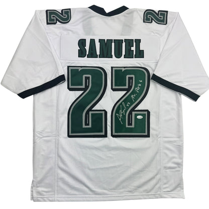Autographed/Signed Asante Samuel Sr. Philadelphia White Football Jersey JSA COA