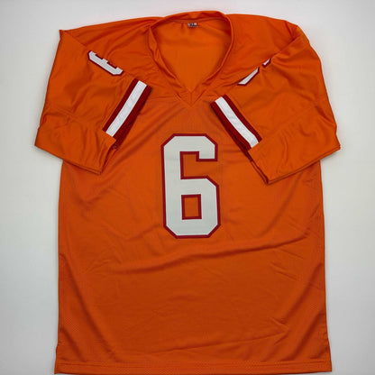 Autographed/Signed Baker Mayfield Tampa Bay Orange Creamsicle Retro Throwback Football Jersey Beckett BAS COA