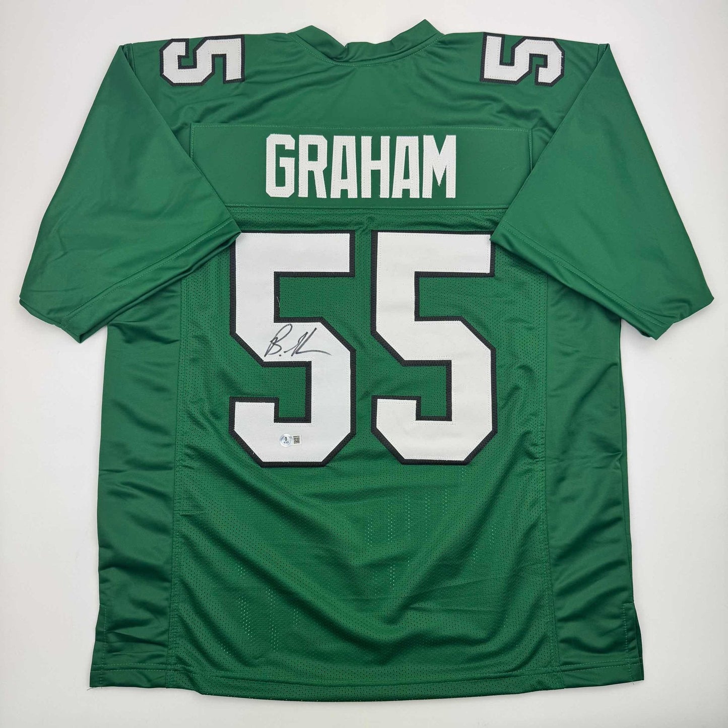 Autographed/Signed Brandon Graham Philadelphia Kelly Green Football Jersey JSA COA