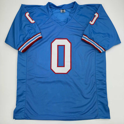Autographed/Signed Calvin Ridley Tennessee Retro Blue Football Jersey Beckett BAS COA