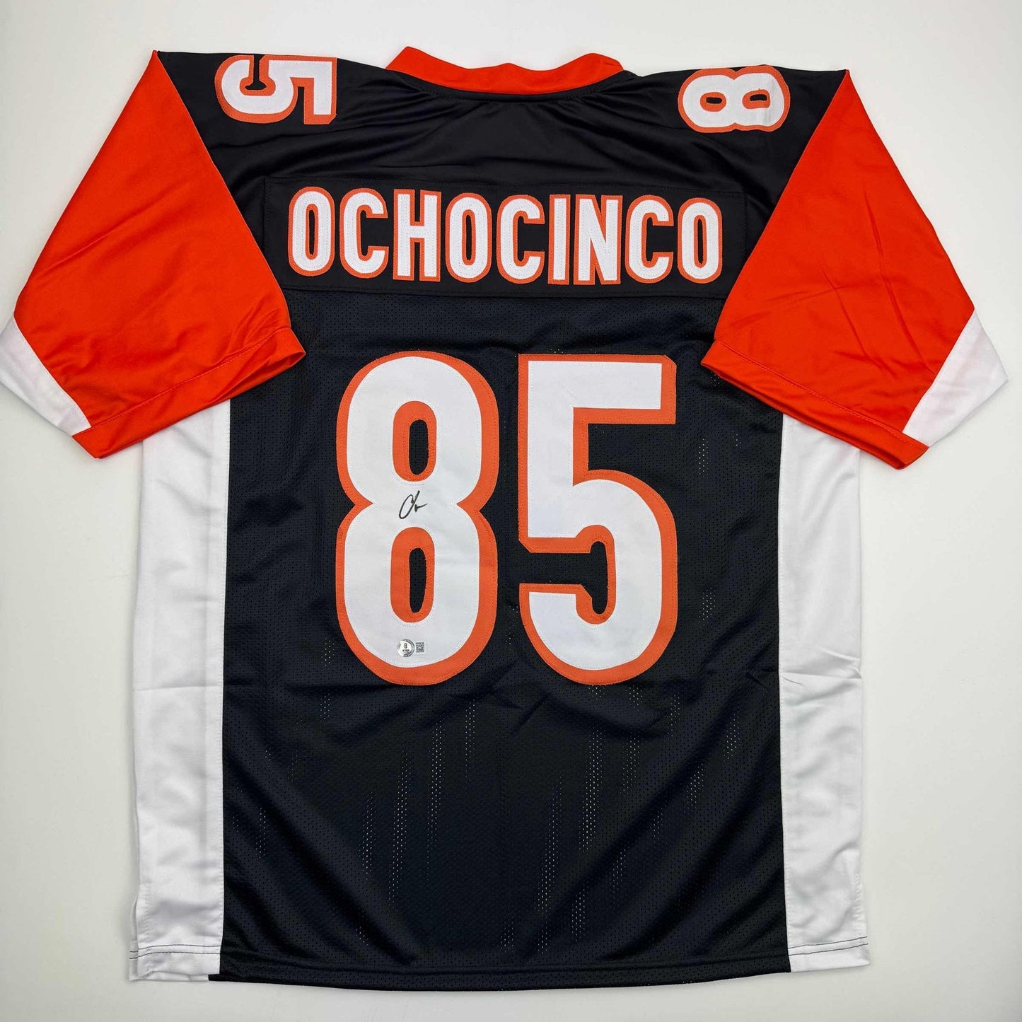 Autographed/Signed Chad Ochocinco (Johnson) Cincinnati Black Football Jersey Beckett BAS COA