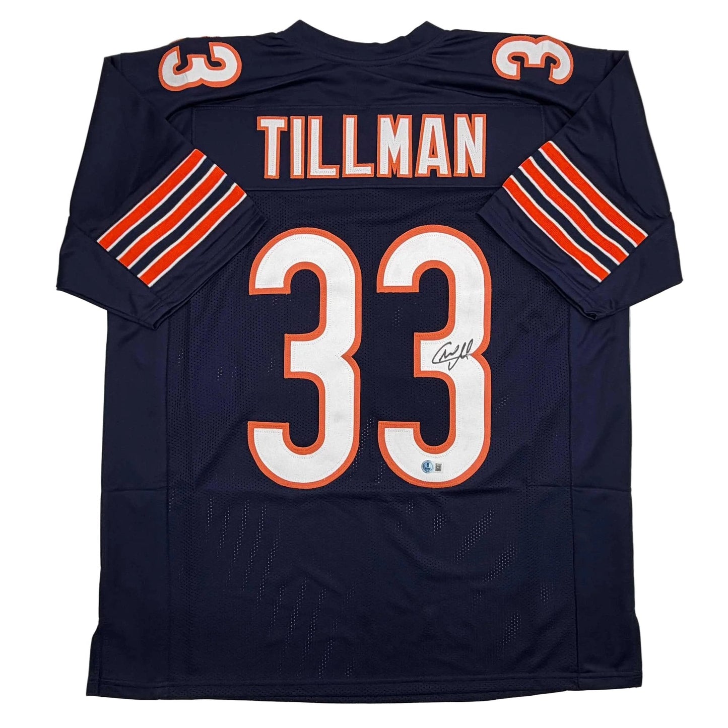 Autographed/Signed Charles Tillman Peanut Chicago Blue Football Jersey Beckett BAS COA