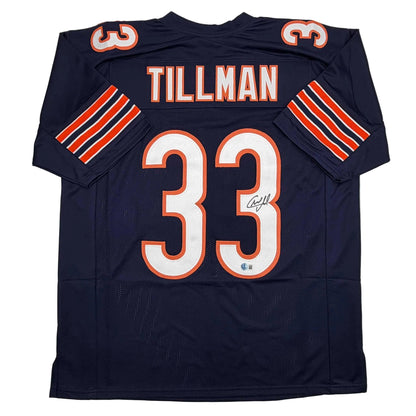 Autographed/Signed Charles Tillman Peanut Chicago Blue Football Jersey Beckett BAS COA