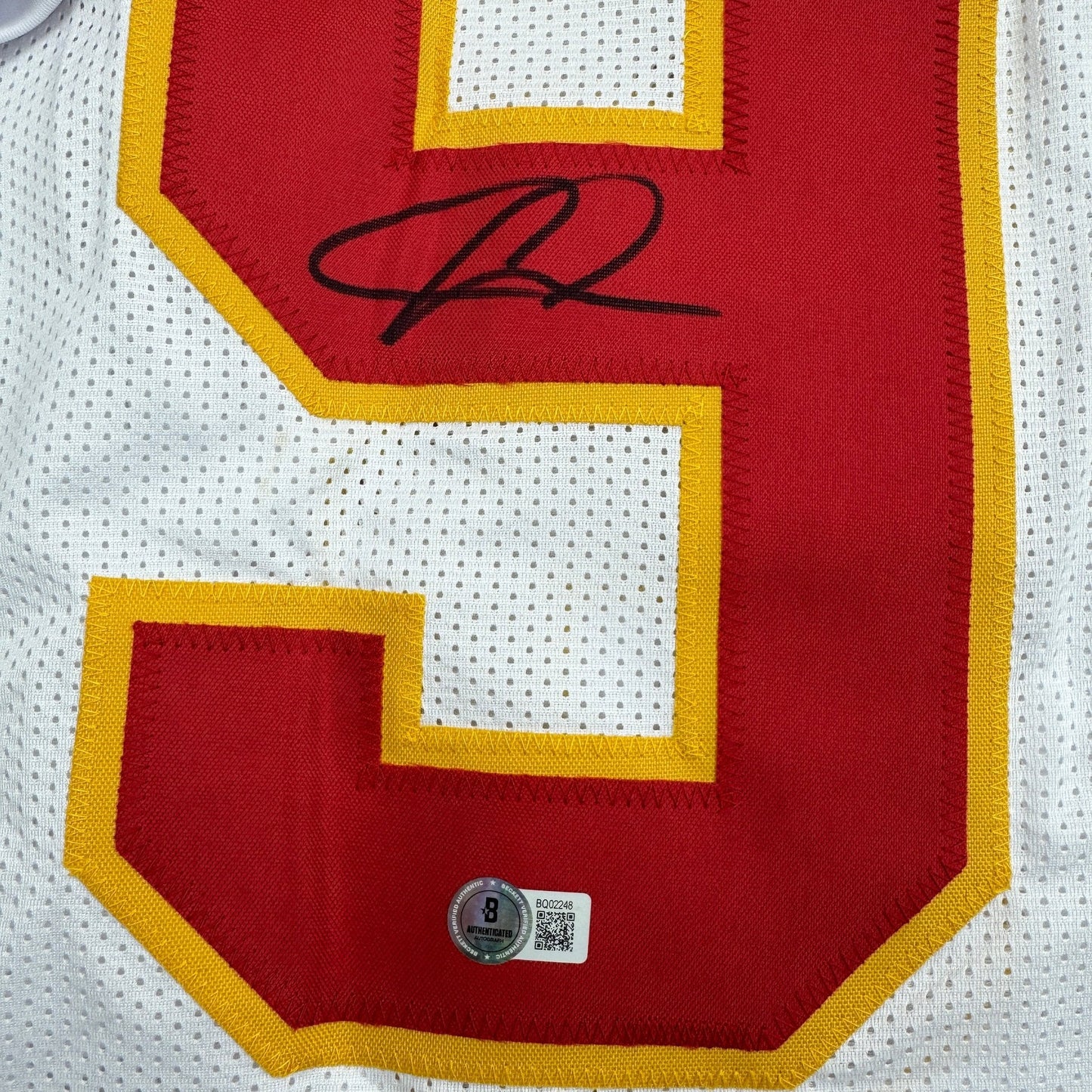 Autographed/Signed Chris Jones Kansas City White Football Jersey JSA COA