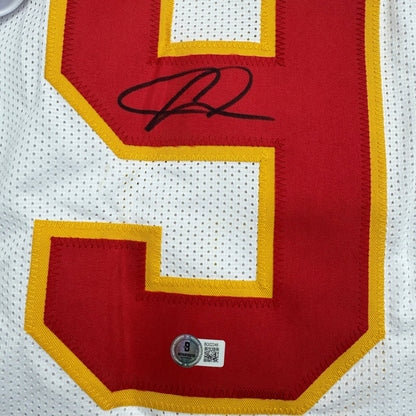 Autographed/Signed Chris Jones Kansas City White Football Jersey JSA COA