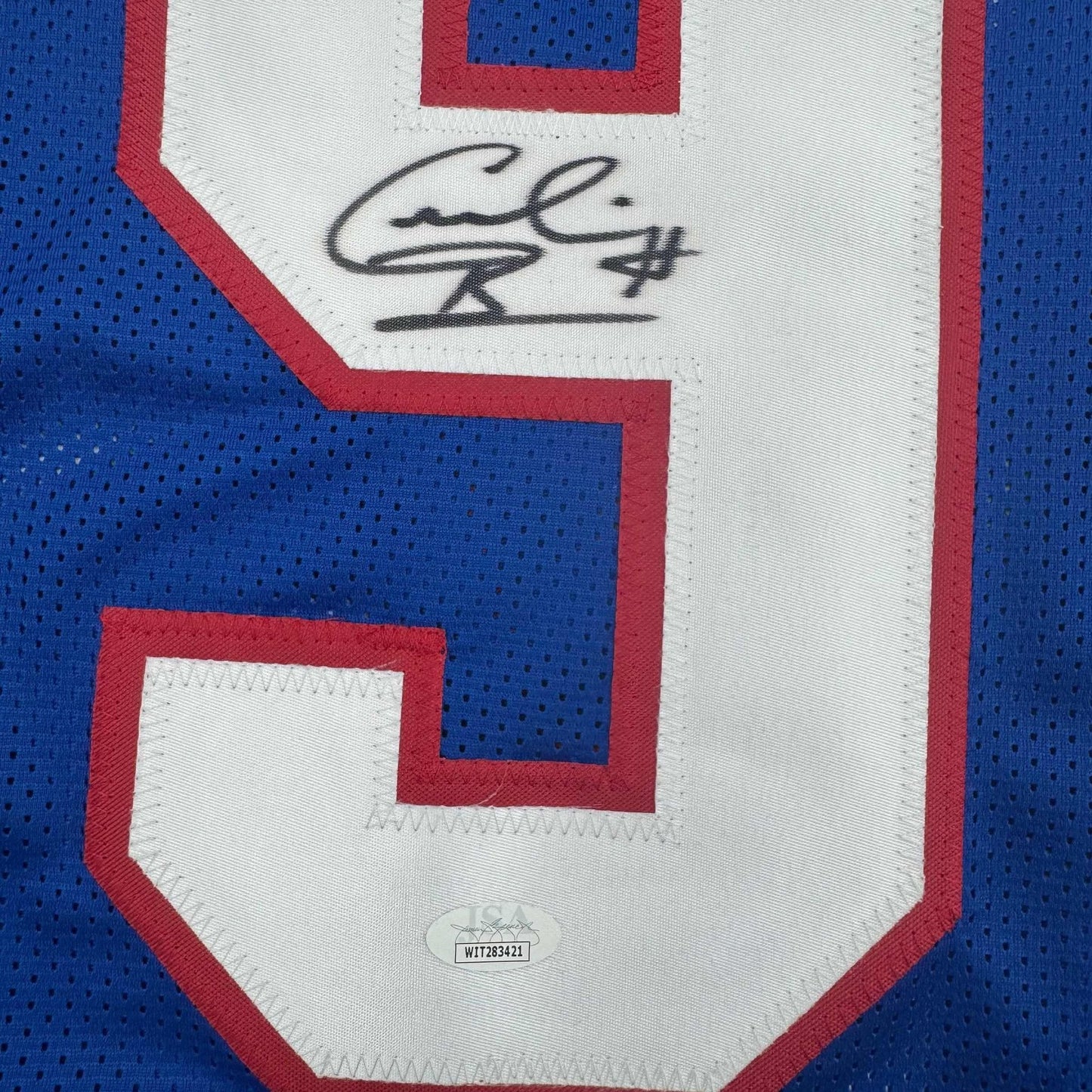 Autographed/Signed Cornelius Bennett Buffalo Blue Football Jersey JSA COA
