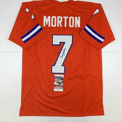 Autographed/Signed Craig Morton Denver Orange Football Jersey JSA COA