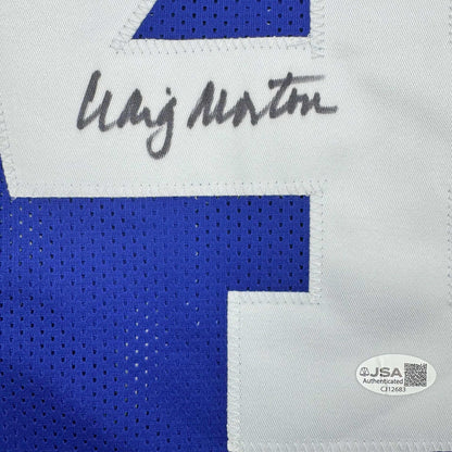 Autographed/Signed Craig Morton Dallas Blue Football Jersey JSA COA