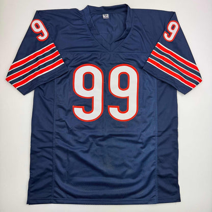 Autographed/Signed Dan Hampton HOF 2002 Chicago Blue Football Jersey Beckett BAS COA