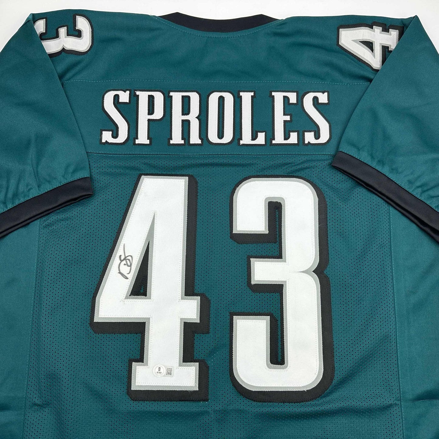 Autographed/Signed Darren Sproles Philadelphia Green Football Jersey Beckett BAS COA