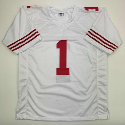 Autographed/Signed Deebo Samuel Sr. #1 San Francisco White Football Jersey JSA COA