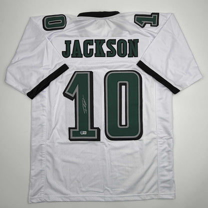Autographed/Signed DeSean Jackson Philadelphia White Football Jersey Beckett BAS COA