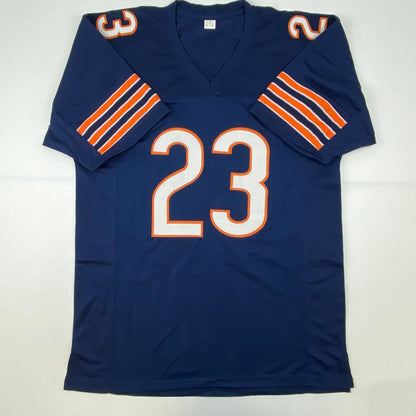 Autographed/Signed Devin Hester Chicago Blue Football Jersey JSA COA