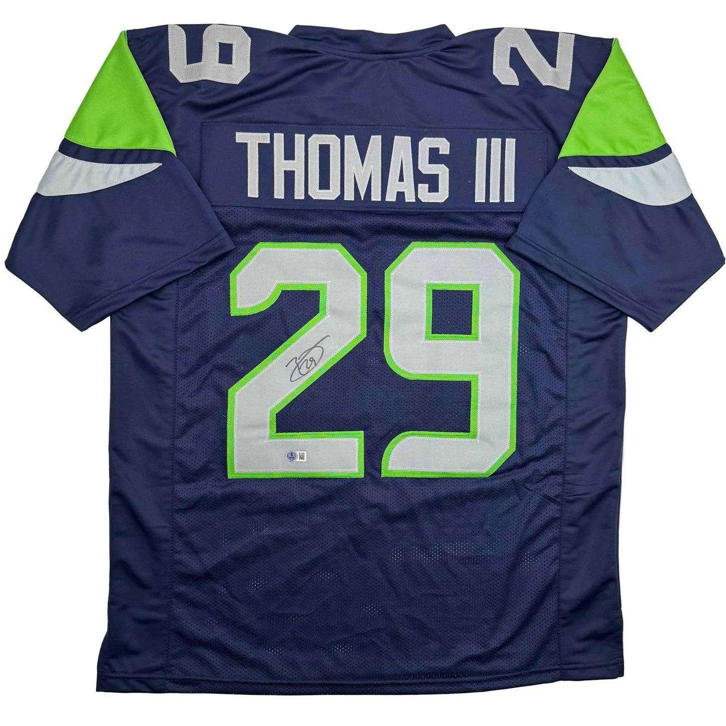 Autographed/Signed Earl Thomas III Seattle Blue Football Jersey Beckett BAS COA