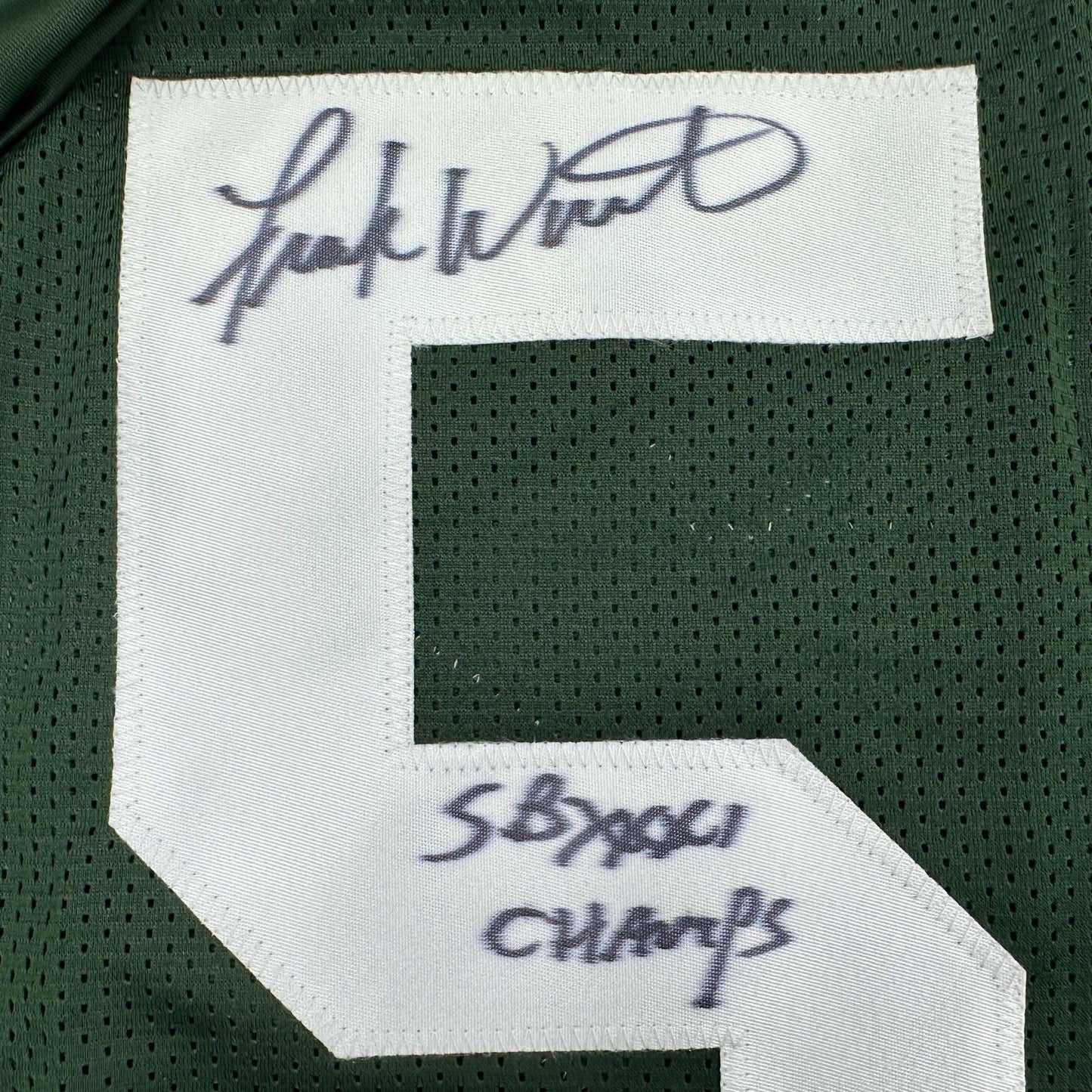 Autographed/Signed Frank Winters SB XXXI Champs Green Bay Green Football Jersey JSA COA