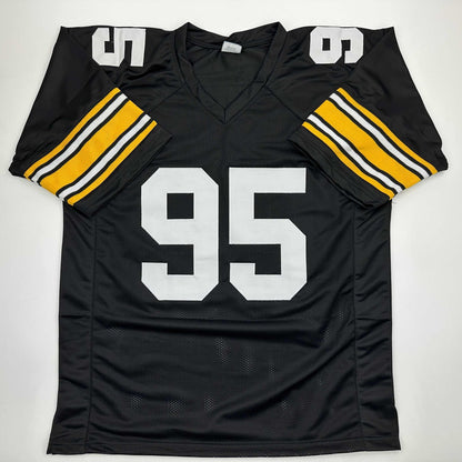 Autographed/Signed Greg Lloyd Pittsburgh Black Football Jersey Beckett BAS COA