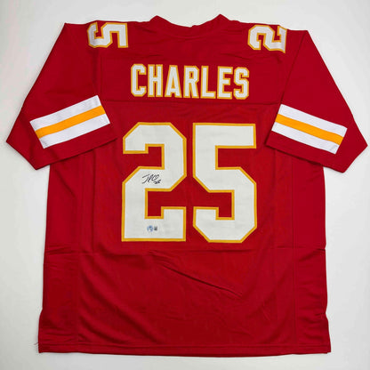 Autographed/Signed Jamaal Charles Kansas City Red Football Jersey JSA COA