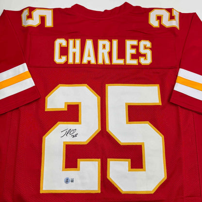 Autographed/Signed Jamaal Charles Kansas City Red Football Jersey JSA COA