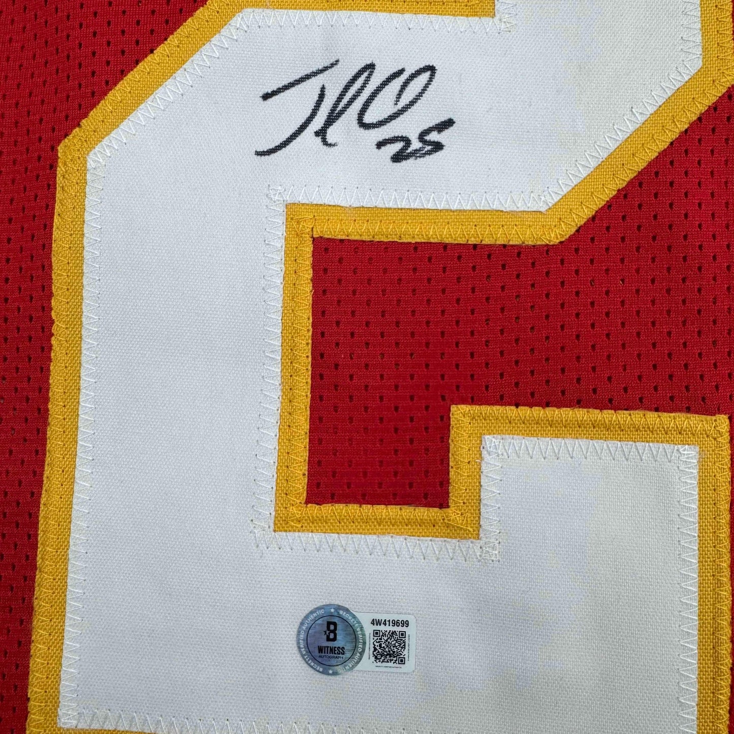 Autographed/Signed Jamaal Charles Kansas City Red Football Jersey JSA COA