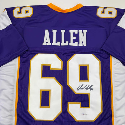Autographed/Signed Jared Allen Minnesota Purple Football Jersey Beckett BAS COA